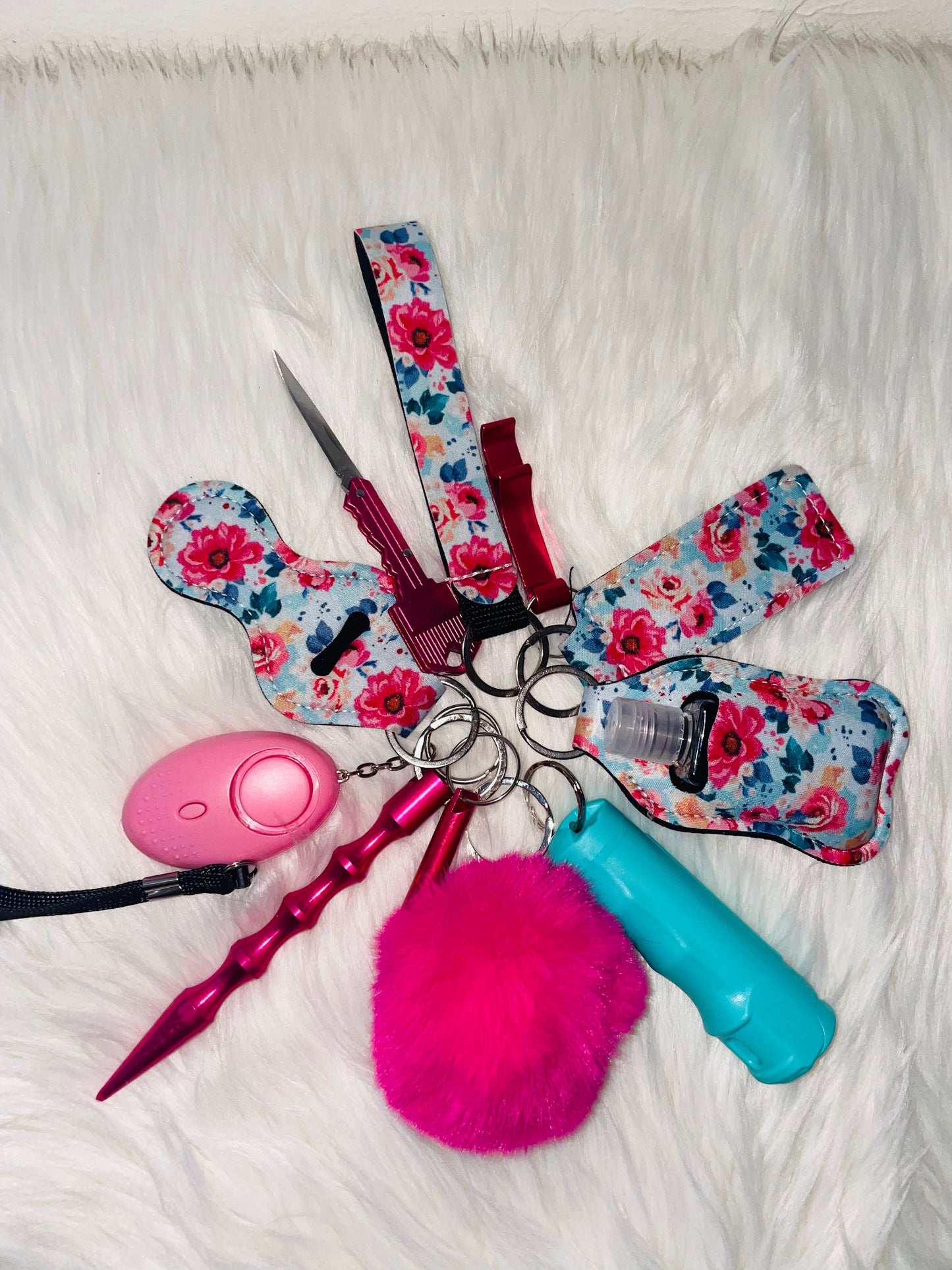 Floral hot pink self-defense keychain
