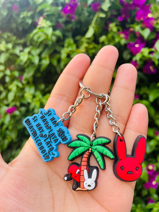 Blue si hay sol hay playa keychain