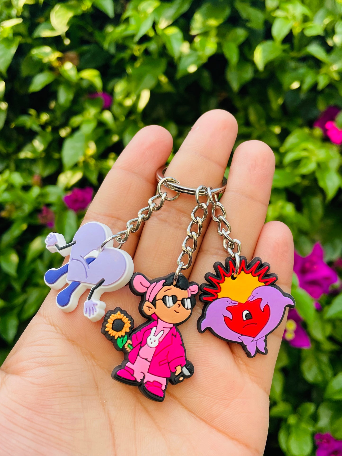 Pink & purple baby bad bunny keychain