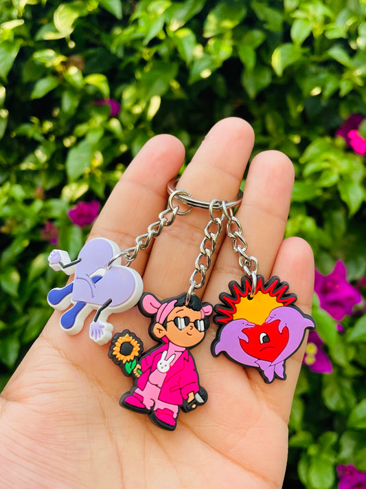 Pink & purple baby bad bunny keychain