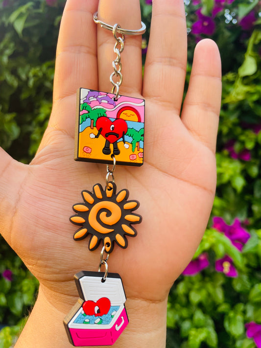 Red heart & cooler keychain