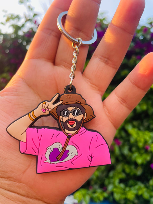 Pink shirt bad bunny keychain