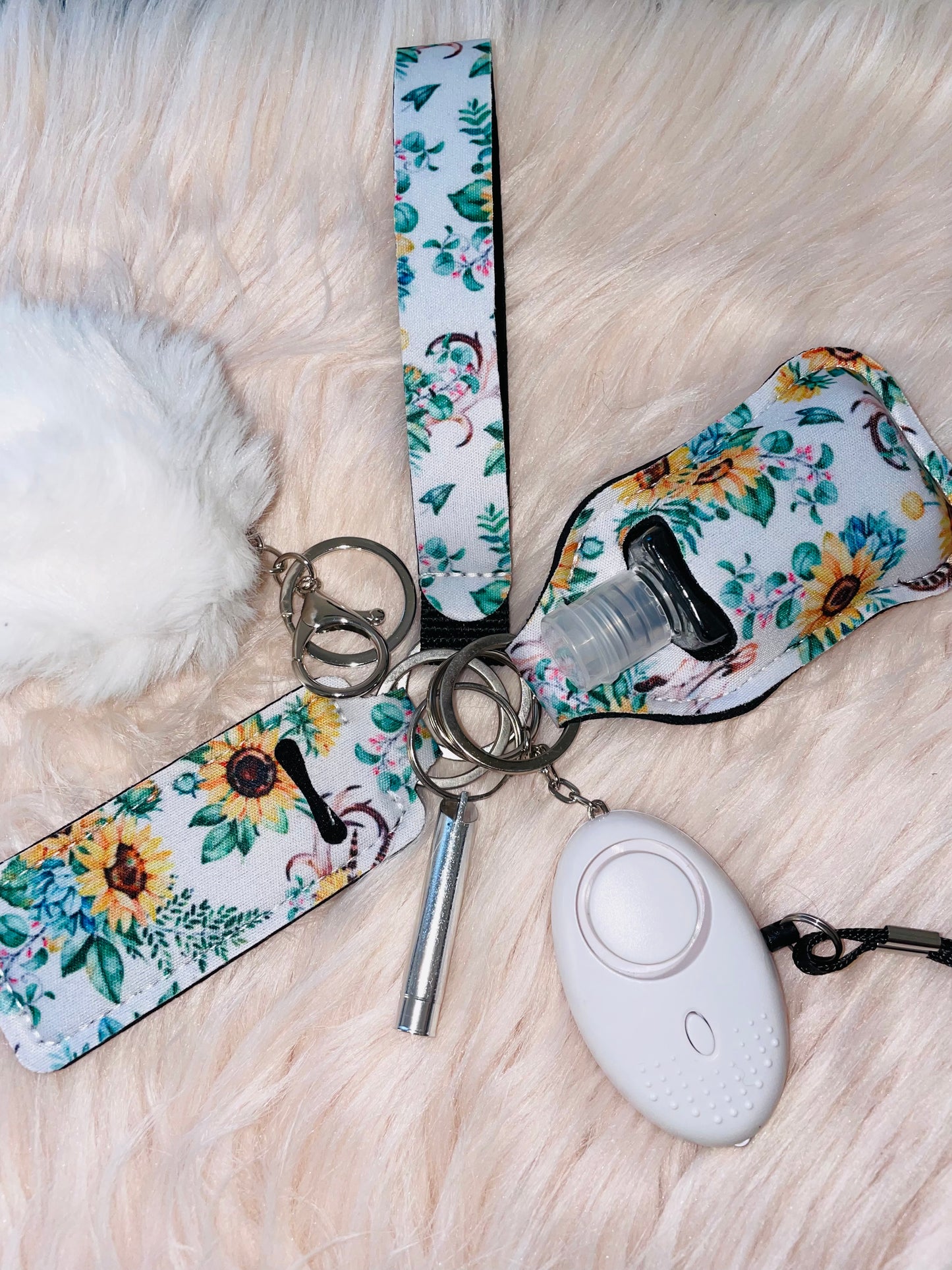 White floral kids keychain