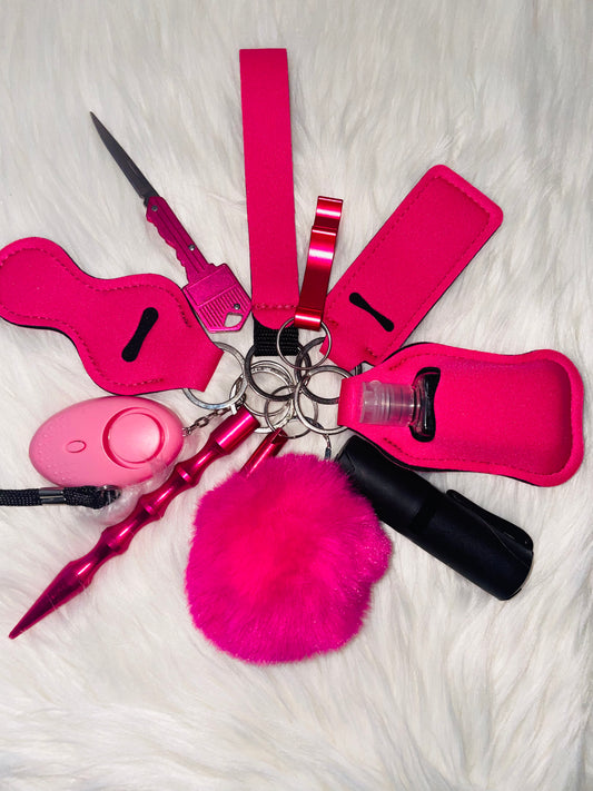 Hot pink self-defense keychain
