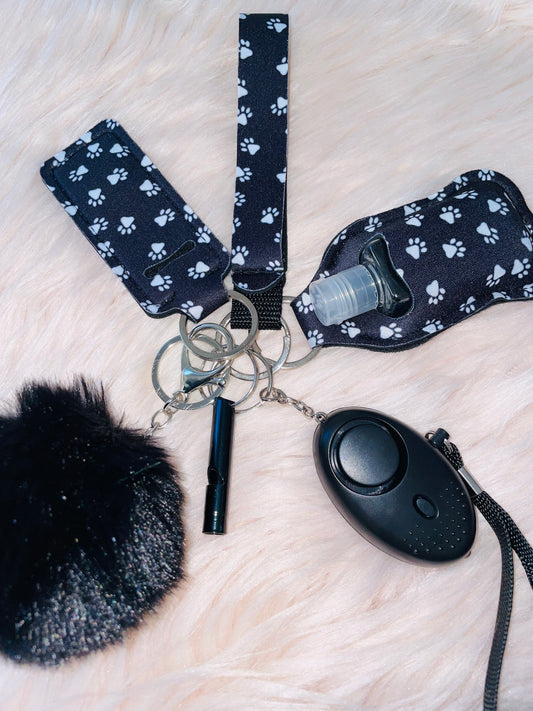 Black doggy paw kids keychain