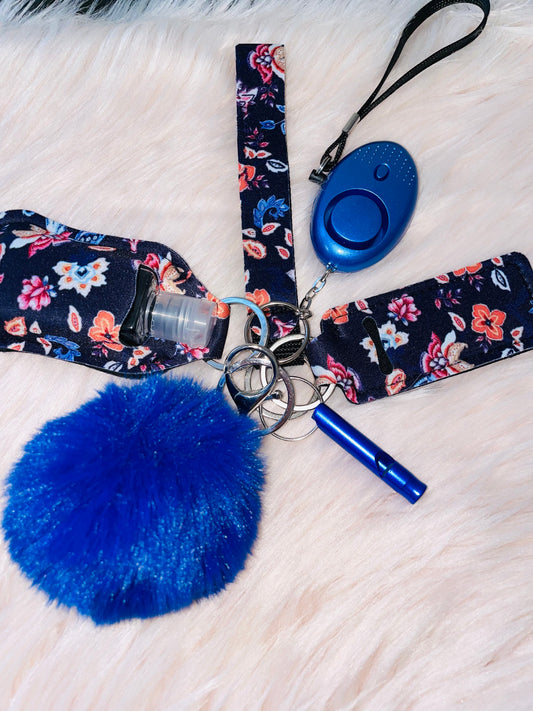 Blue floral kids keychain